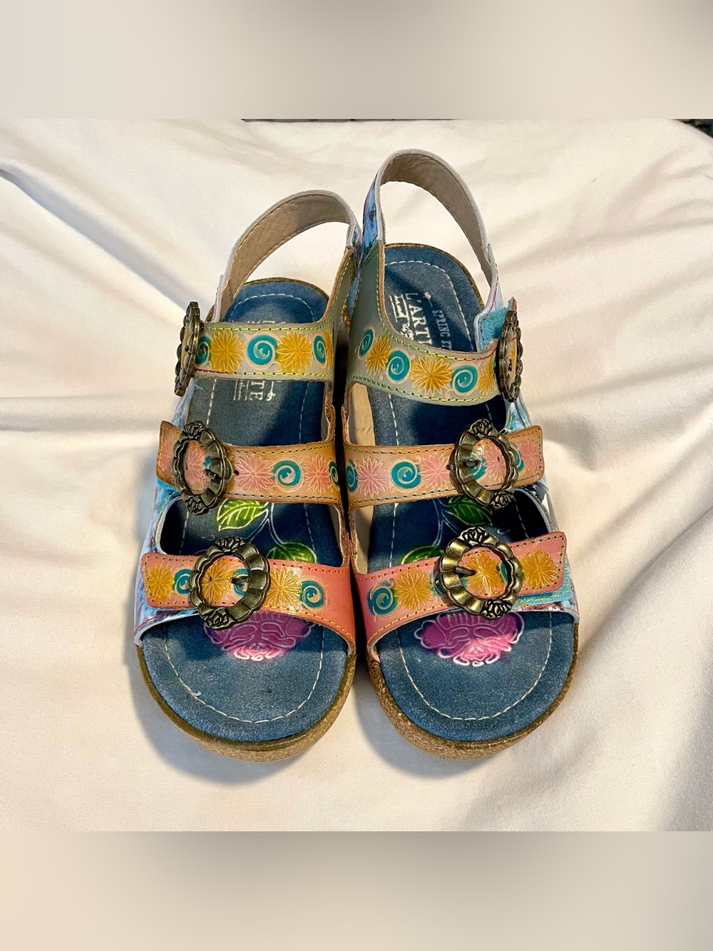 L'Artiste Spring Step Wedge Sandals - Fillippa Skym - Wmns Sz US 8 1/2 - 3” Heel